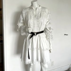 NOT FOR SALE -Tensione italian 100% cotton white tired short dress, sleeves S